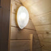 Close-up view of light in Sauna Barrel from Thermowood.