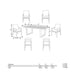 A diagram showing the dimensions of the Stockholm 6 Seater Outdoor Dining Set, detailing the width, depth, and height of both the dining table and chairs, ideal for planning outdoor space arrangements.