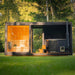Elegant and contemporary outdoor sauna with integrated hot tub set in a forest landscape, featuring the Tauras Classic’s signature design elements.