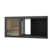 Black edition of the Tauras Modular Air 7-person sauna cabin with glass-fronted sauna room and curved open space, combining bold modern aesthetics with functional wellness design.