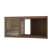 Front-facing brown Tauras Modular Air 7-person sauna cabin with visible wooden benches and glass door, combining natural wood tones with modern sauna design for home wellness spaces.