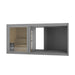 Modern grey Tauras Modular Air 7-person sauna cabin with a visible wooden interior, glass sauna door, and curved open space, designed for luxury garden sauna setups.