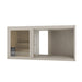 Whitewashed Tauras Modular Air 7-person sauna cabin in a light contemporary finish, offering a bright and airy front view of its wooden interior and clean-lined outdoor design.