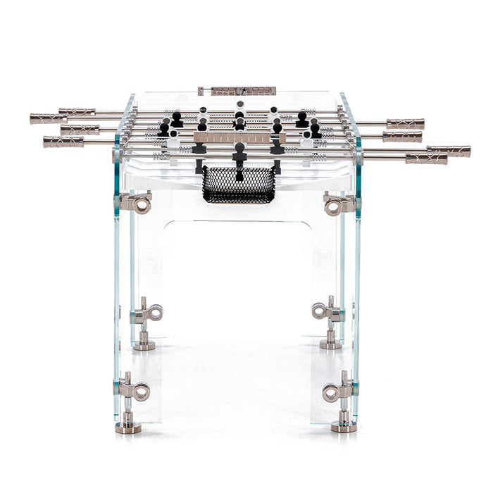 Front view of the Teckell Fuoriclasse Foosball Table displaying its elegant and minimalist aesthetic.