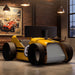 Yellow Teckell Nivola Racing Simulator inspired by classic motorsport, displayed in a stylish luxury interior.