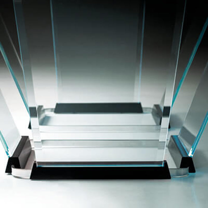 Close-up shot of high-quality glass legs of the black pool table.