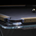 Detailed view of the corner of the Teckell T1.1 Light Bronze Pool Table, showing precise craftsmanship and bronze edging.