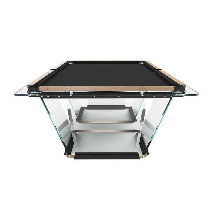 Front view of the Teckell T1.1 Light Bronze Pool Table with elegant design and bronze accents.