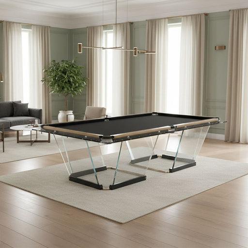 Contemporary Teckell T1.1 Light Bronze Pool Table placed in a bright minimalist lounge with soft neutral décor and natural wood flooring.