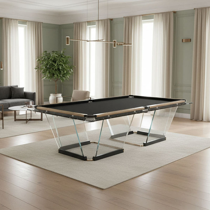 Contemporary Teckell T1.1 Light Bronze Pool Table placed in a bright minimalist lounge with soft neutral décor and natural wood flooring.