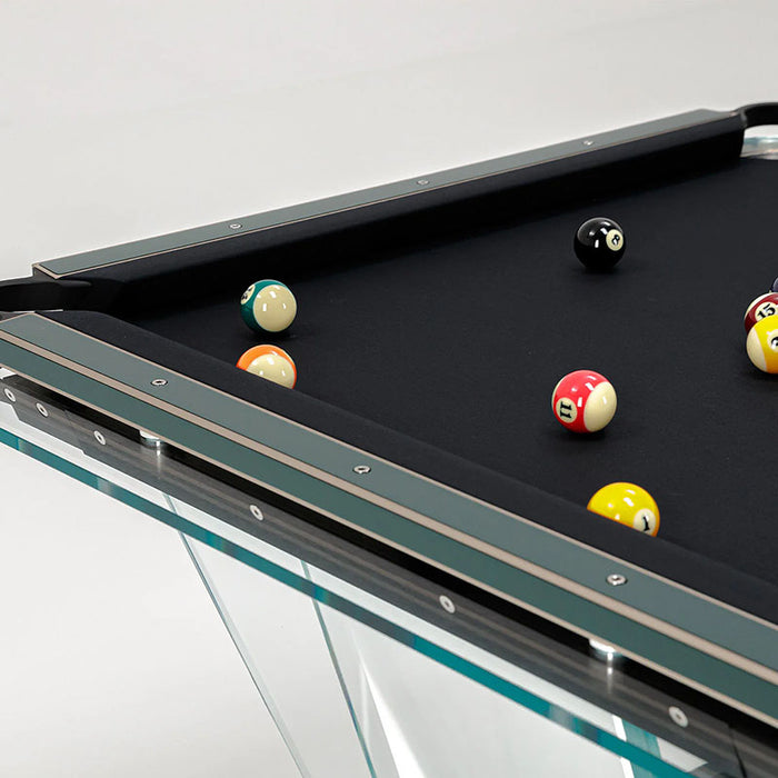 Edge of Teckell T1.3 Leather Pool Table, displaying the fine leather trimming.