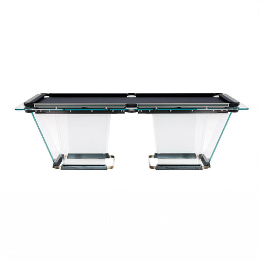 Teckell T1.3 Leather Pool Table with sleek, transparent design and black felt.