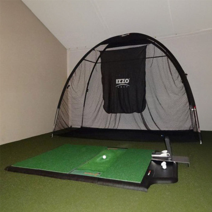 True Strike Single golf mat with a ball on tee in front of a catch net.