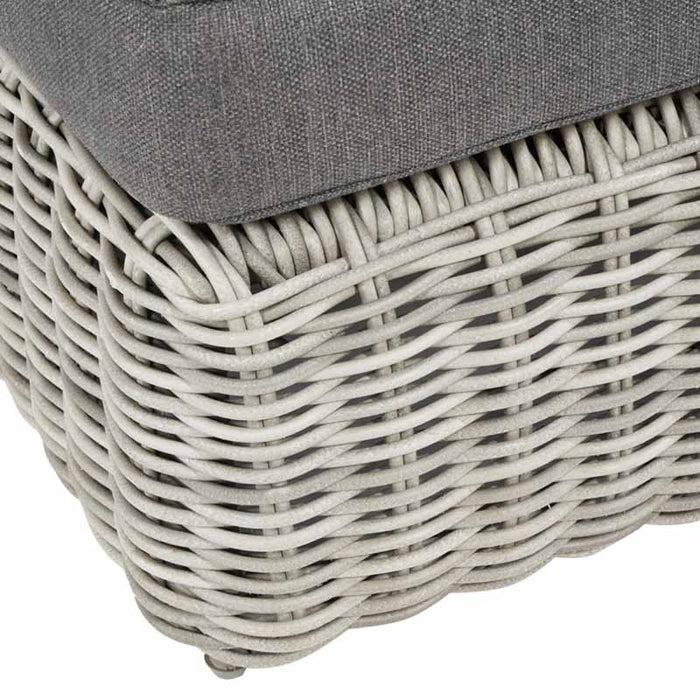 Tuscany Corner Seating Set rattan base with grey cushion, close-up view.