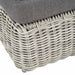 Tuscany Corner Seating Set rattan base with grey cushion, close-up view.