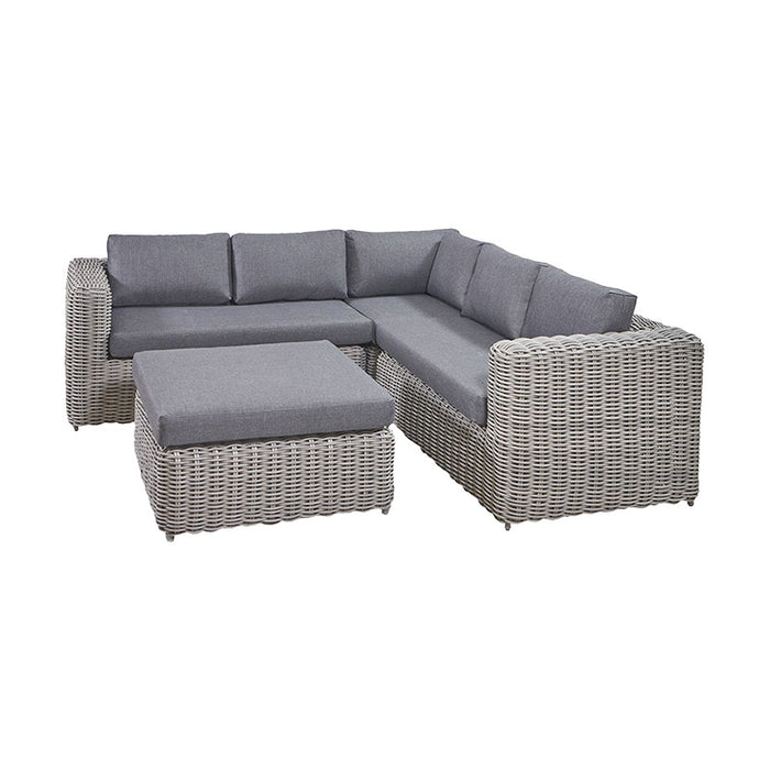 A sleek Tuscany Outdoor Corner Seating Setwith comfortable deep cushions, perfect for enhancing outdoor spaces.