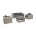 Tuscany Outdoor Seating Set shown from the left angle, showcasing the modern design of the grey rattan weave and comfortable anthracite cushions.