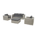 Right-angle view of the Tuscany Outdoor Seating Set, highlighting the robust construction and contemporary style with grey rattan and anthracite cushions.