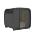 Ula Classic 6-person sauna in charcoal black finish with an elegant black shingle roof, ideal for contemporary garden spa setups.