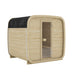 Ula Classic 6-person outdoor sauna in light wood with a black shingle roof, combining natural aesthetics with premium outdoor spa functionality.