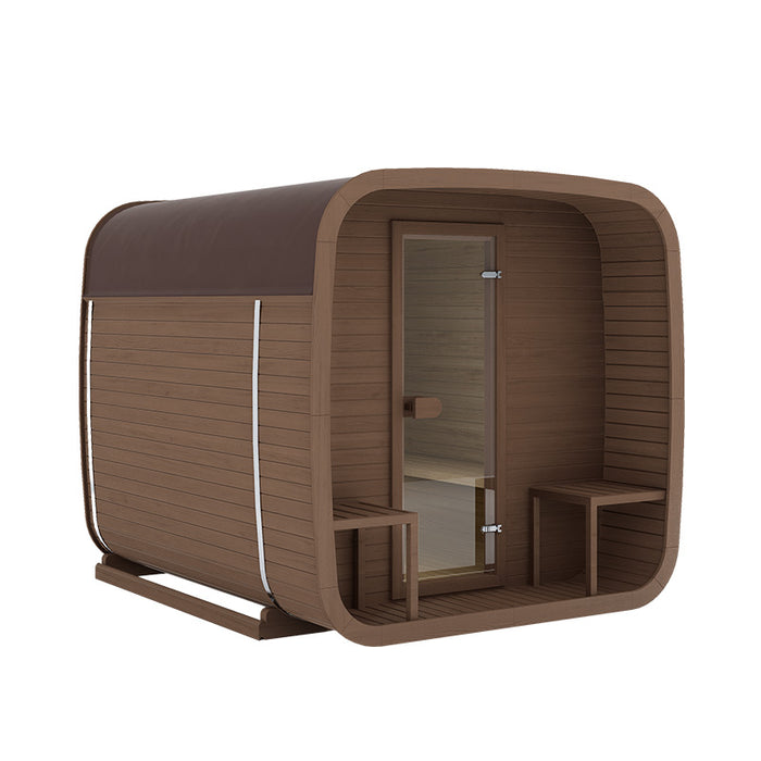 Ula Grand 6-Person Outdoor Sauna in RAL 8017 exterior with canvas roof (8017)