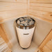 Close-up view of Harvia Heater placed in Delight Outdoor Sauna.