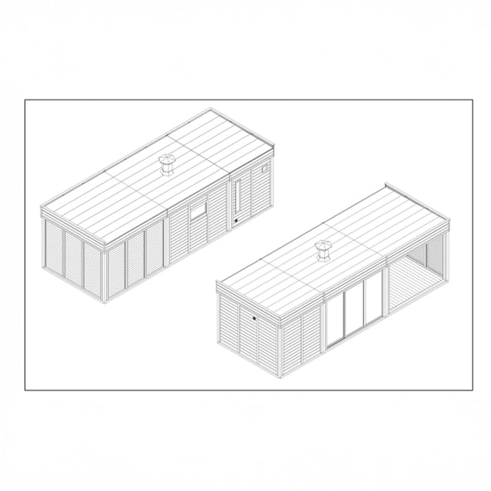 Detailed architectural plans displaying the layout of the Garden Cube.