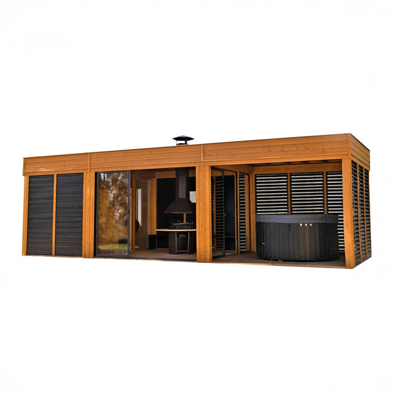 Garden Cube 3 x 8m with Sauna, Barbecue & Lounge