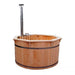 A 1.9m thermowood hot tub with a tall chimney on a simple deck, ideal for a modern outdoor space.