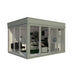 Contemporary Insulated Garden Office Cube 3 x 4m with wide glass walls and sleek louvre panels, ideal for a stylish and functional home office.