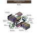 Overview of components of Technical drawing of the Luna Outdoor Sauna 2.3 x 2.4m.