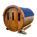 Sauna Barrel from Thermowood 1.9 x 2m on white background.