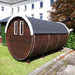 The Traditional Sauna Barrel 2.2 x 4m structure positioned on a concrete base. 