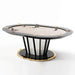 Elegant Vismara Desire Poker Table with oval playing surface, gold cup holders, black trim, and a fluted pedestal base, styled for luxury home gaming rooms.