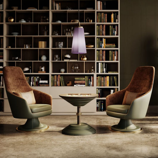 Vismara Goemon luxury chess box displayed on a black marble table, featuring a closed and open view of its handcrafted wooden case and elegant metal chess pieces.