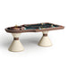 Vismara Montecarlo Roulette Table in cream and brown with sculptural cone legs, featuring full chip setup and elegant wheel – modern casino-style furniture.