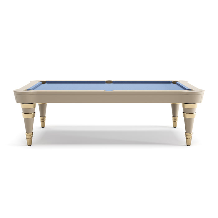 The Vismara Regis Pool Table with a blue Simonis cloth.