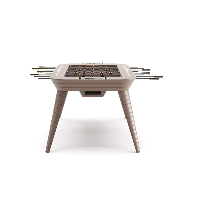 Side profile of the Stadium Foosball Table, featuring stylish design elements and premium materials.