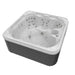 Wellis Valencia Hot Tub in Sterling Silver, 7 seat spa with ergonomic layout and hydrotherapy jets, perfect for stylish outdoor use.
