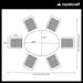 A detailed floor plan illustrating the dimensions and recommended footprint for the Wentworth 6 Seater Ellipse Imperial Dining Set, showcasing the optimal chair arrangement around the oval table.