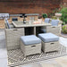 Chic and space-saving Wentworth 8 Seater Cube Dining Set in grey rattan, ideal for intimate garden gatherings.