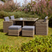 Full view of the Wentworth 8 Seater Cube Dining Set in a blooming garden, showcasing its stylish and functional design.