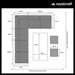 Floor plan of the Wentworth 8 Seater Deluxe Corner Dining Set, detailing the dimensions and recommended footprint for optimal setup.