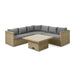 Front view of the fully assembled Wentworth Adjustable Corner Lounge Set showing the modular sofa and adjustable table.