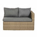 Front view of the left-hand sofa in the Wentworth Adjustable Corner Lounge Set showcasing grey cushions and sturdy rattan construction.