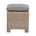 Single rattan footstool from the Wentworth Deluxe Sofa Dining Set, featuring a grey cushion for comfortable seating.