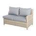 Angled view of the Wentworth rattan sofa with grey cushions, part of the Wentworth Fire Pit Dining & Lounge Set.